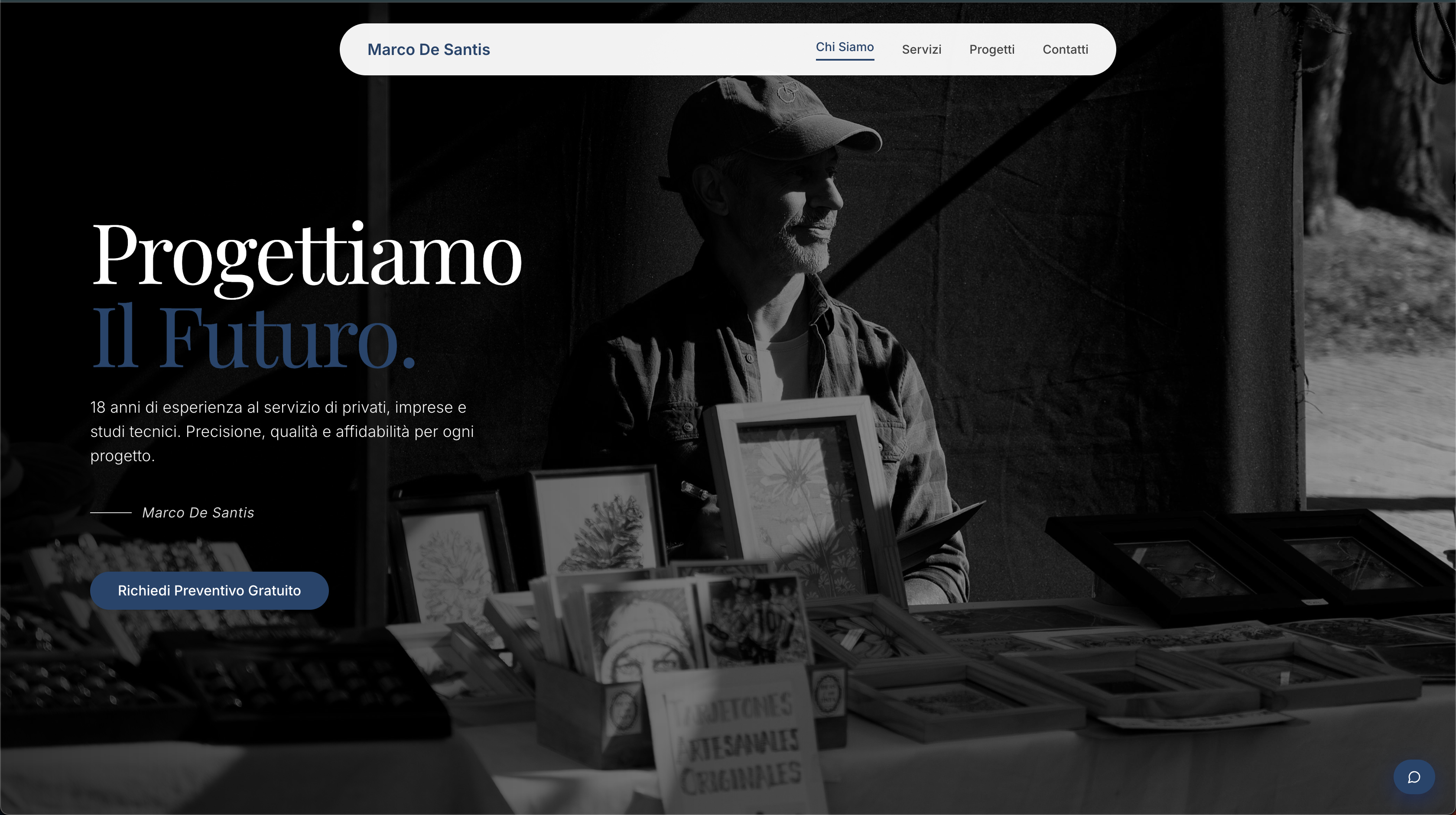 Home page di un sito web di uno studio tecnico 